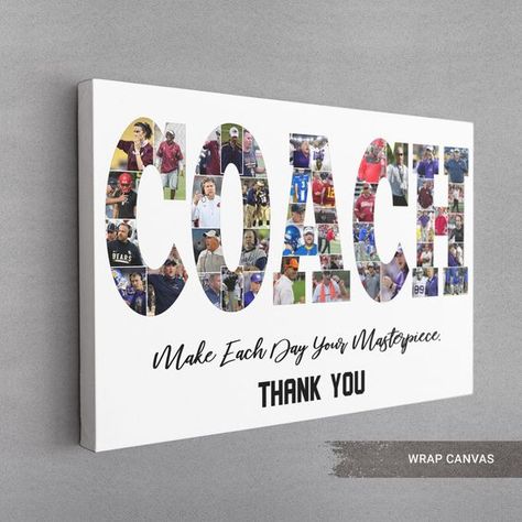 Coach Photo Collage, Football Coach Gift, Basketball Coach Gift, Gift For Coach, Personalised Coach Gift, Custom Sport Collage Coach Soccer Gift Ideas, Coach Gifts Basketball, Basketball Theme Gifts, Travel Gift Basket, Personalized Coach Gifts, Collage Gifts, Personalized Sports Gifts, Basketball Cheer, Collage Football