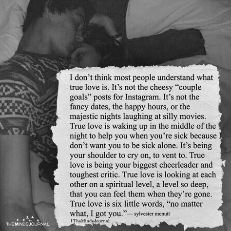 I Don't Think Most People Understand What True Love Is - https://themindsjournal.com/i-dont-think-most-people-understand-what-true-love-is/ Sweet Pictures, What's True Love, True Love Is, True Love Quotes, Real Love, Romantic Quotes, Quotes For Him, Love Quotes For Him, What Is Love