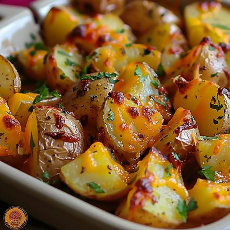 Cheesy Ranch Roasted Potatoes, Cheesy Ranch Oven Potatoes, Cheesy Ranch Potatoes In The Oven, Oven Roasted Potatoes Ranch Seasoning, Roasted Potatoes Ranch Seasoning, Ranch Packet Potatoes, Ranch Seasoning Potatoes, Ranch Baby Potatoes, Oven Ranch Potatoes