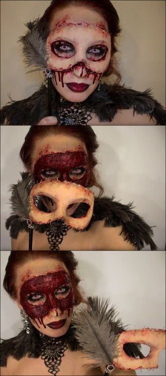 Halloween Latex Makeup, Masquerade Mask Makeup, Masquerade Makeup, Masquerade Halloween Costumes, Halloween Fx, Soirée Halloween, Mascaras Halloween, Creepy Halloween Makeup, Hallowen Ideas