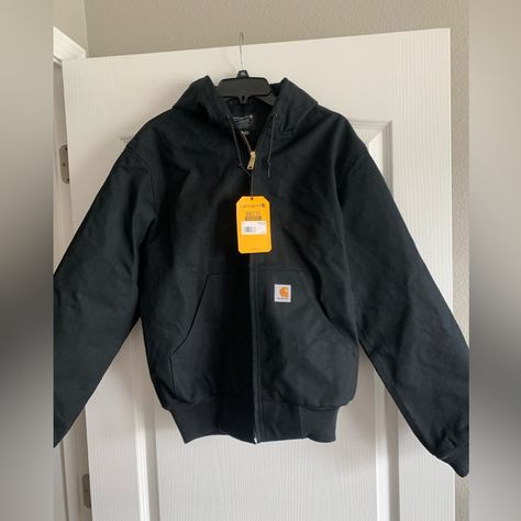 Nwt Carhartt Black Hooded Zip Up Jacket Size Small. Firm Duck Lined Thermal Jacket. Mens Carhartt Hoodie, Mens Carhartt, Carhartt Hoodie, Thermal Jacket, Carhartt Jackets, Carhartt Jacket, Men Carhartt, Zip Up Jacket, Maze Runner