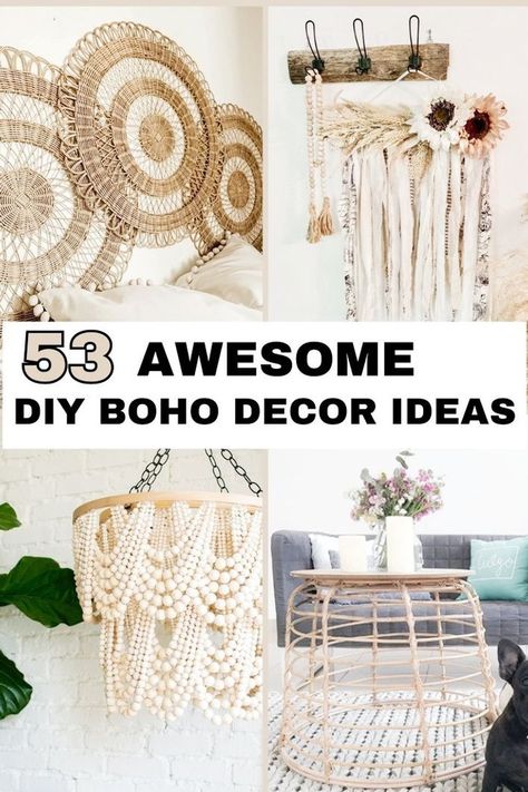 You'll love these DIY hippie home decor ideas. There are so many bohemian style craft ideas in this post. From boho wall decor to decorating a bohemian bedroom, you'll find so many easy and fun DIY decorating ideas here. Decorate your interior and outdoor space with these diy boho decor ideas. Cheap Boho Decor Ideas, Bohemian Decorating Ideas, Boho Hippie Home, Bohemian Decorating, Boho Decor Ideas, Diy Decorating Ideas, Bohemian Diy, Bohemian Crafts, Bohemian Style Decor