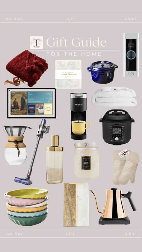 Gift ideas for the new homeowner, newlywed couple, and hostess. This list includes beautiful gift ideas for the home. #christmasgifts #giftideas #homegifts New Homeowner, Gift Guides, Holiday Gift Guide, For The Home, Home Gifts, Gift Guide, Holiday Gifts, Christmas Gifts, Gift Ideas