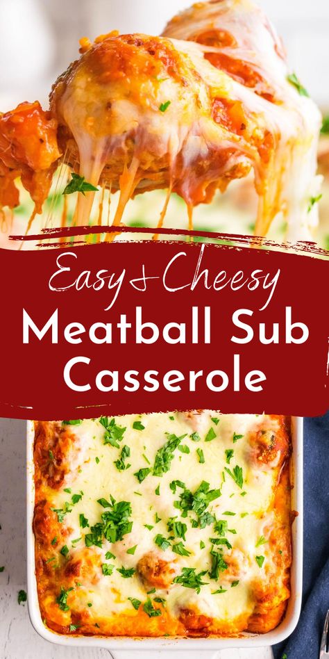 Casseroles With Meatballs, Meatball Subs Casserole, Meatball And Pasta Casserole, Meatball Casserole Recipe Easy Dinners, Meals With Meatballs Dinners, Meatball Casserole With Frozen Meatballs, Meatball Casserole Recipes, Ideas With Meatballs, Meatball Subs Recipes