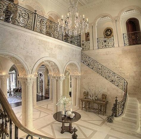 I love the grand staircase Grand Staircases, Marble Floors, Grand Foyer, Marble Flooring, Foyer Design, Design Hotel, Grand Staircase, Style At Home, House Entrance