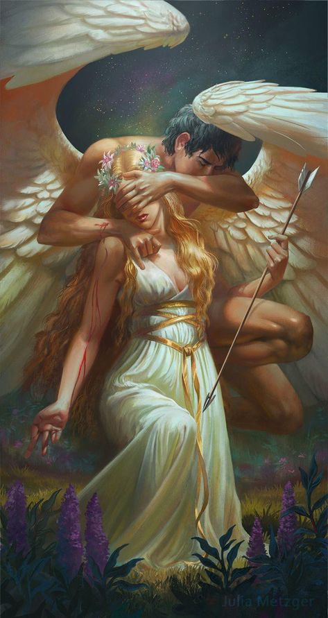 Eros Psyche, Fantasy Romance Art, Eros And Psyche, Seni Pastel, Cupid And Psyche, Seni Vintage, Greek Gods And Goddesses, Ange Demon, Greek Mythology Art