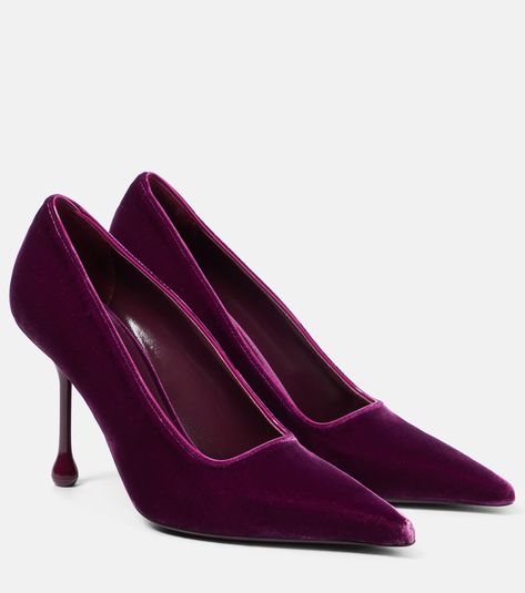 Ixia 95 velvet pumps in purple - Jimmy Choo | Mytheresa Dark Purple Heels, Jimmy Choo Wedding Shoes, Jimmy Choo Sneakers, Purple Pumps, Velvet Purple, Burgundy Heels, Purple Heels, Velvet Pumps, Winter Fashion Boots