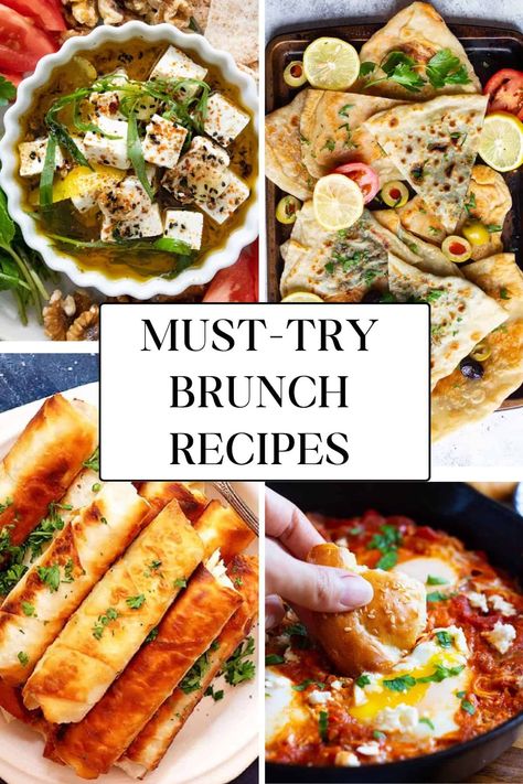 Here is a collection of best brunch recipe ideas for your next gathering. I have included sweet and savory brunch recipes with Middle Eastern and Mediterranean flavors that are easy and use wholesome ingredients. These brunch ideas are simple and make the perfect spread that anyone will love. Beautiful Brunch Display, Brunch Shopping List, Light Brunch Food, Special Brunch Ideas, Brunch Ideas For Restaurant, Middle Eastern Brunch Ideas, Meat Brunch Ideas, Fresh Brunch Ideas, Fine Dining Brunch Ideas