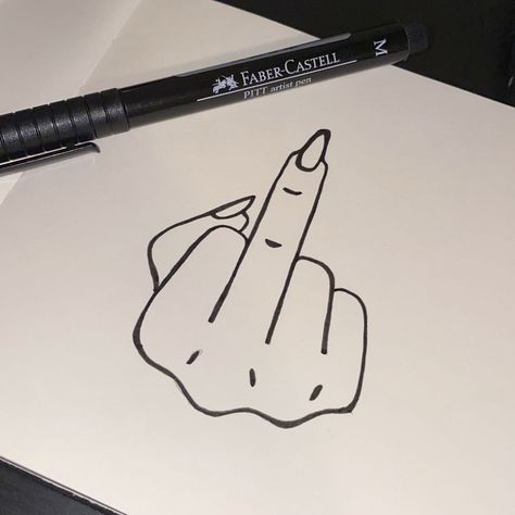 Middle Finger Tattoo For Women, Flipping Off Tattoo, Middle Finger Drawing Reference, Pen Doodles Easy, Middle Finger Drawing, Rude Finger, Middle Finger Tattoo, Finger Drawing, Middle Finger Tattoos