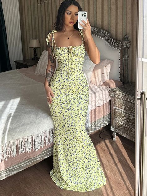 Women Flowers Suspender Dress Hip Wrap Elegant Sexy Sleeveless Backless Slim Female Beach Evening Summer Sundress, Bodycon Maxi Dresses, Backless Maxi Dresses, Mermaid Evening Dresses, Trendy Boho, Bodycon Dress Parties, Strapless Maxi Dress, Suspender Dress, Sleeveless Maxi Dress