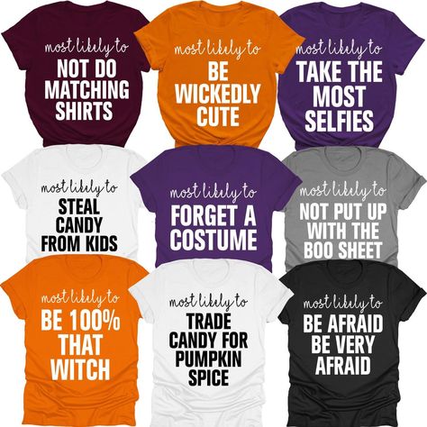 PRICES MAY VARY. Family Halloween Group Shirts, Most Likely to Halloween Shirt, Teachers Halloween Costumes T-Shirt Halloween Group Friend Witch Ghost T-Shirt Matching Family, Couple, Friends, Group Outfit This Halloween T-shirt is suitable for friends and family. A nice tee clothing for the kids, boys, girls, toddlers, and youth. This Condiment Shirt for Halloween is a good present for Halloween. Slay a nice look with this Halloween shirt. Looking for Halloween Costume Matching Group TShirt thi Halloween Costume Matching, Teacher Halloween Costumes, Halloween Group, Teacher Costumes, Couple Friends, Witch Ghost, Matching Costumes, Family Couple, Teachers Halloween