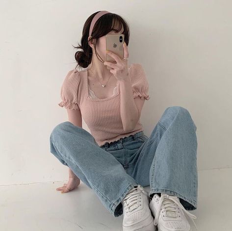 photo creds to owner Pastel Aesthetic Outfit, Soft Aesthetic Outfits, Feminine Aesthetic Outfits, Soft Girl Aesthetic Outfit, Cute Korean Outfits, Soft Feminine Outfits, Korean Casual Outfits, Feminine Outfit, Really Cute Outfits