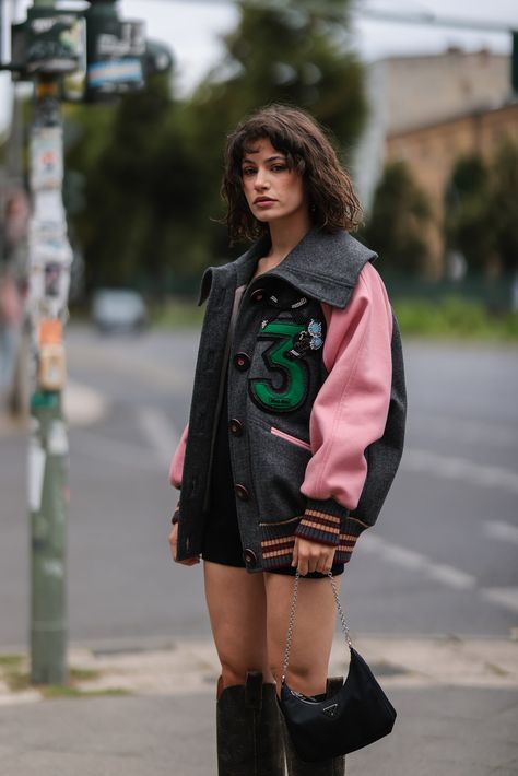 Varsity Jackets Are A Dadcore-Inspired Fall Trend Varsity Jackets Women Outfit, Varsity Jacket Outfit Women, Eagles Jacket, Letter Jacket, Varsity Jacket Outfit, Jacket Patches, Sukajan Jacket, Varsity Jacket Women, Varsity Cardigan