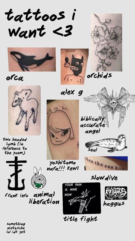 i do not think anyone will care but i like looking at them all together :]#tattoo #shoegaze #alexg #alexgianascolli #frankiero Alex G Tattoo, G Tattoo, Sticker Printer, Alex G, Frank Iero, Tattoo Stickers, Design Inspo, I Tattoo, Your Aesthetic