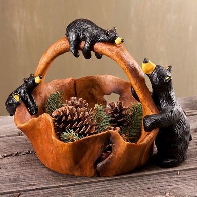 Bearfoots Bears, Bear Basket, Black Bear Decor, Moose Decor, Bear Cabin, Black Forest Decor, Log Cabin Decor, Black Bears, Bear Carving