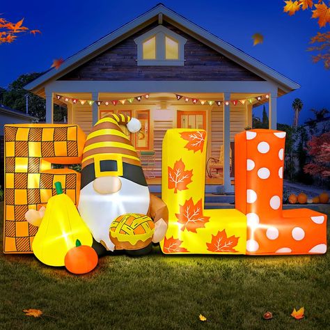 PRICES MAY VARY. 【Unique Original Design】6FT thanksgiving inflatables Dwarf looks very beautiful with colorful to celebrate thanksgiving.Build-in LED Lights,the super bright colored LED light will illuminate your yard and easily attract the guests, friends, and kids' attention so that can be the most attractive & thanksgiving decorations outdoor in your neighbors. 【Stronger Inflatable Fan】 Equipped with an upgraded powerful inflatable fan, the inflatable thanksgiving yard decorations can be infl Thanksgiving Inflatables, Fall Festival Decorations, Thanksgiving Decorations Outdoor, Fall Yard Decor, Yard Inflatables, Outdoor Thanksgiving, Colored Led Lights, Inflatable Decorations, Yard Decorations