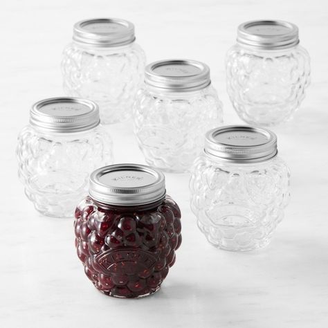 Kilner Berry Jar, 13.5 oz, Set of 6 | Williams Sonoma Fruit Shapes Design, College Kitchen, Weck Jars, Fruit Shape, Table Setting Inspiration, European Home, Kids Pottery, Canning Jar, Berry Fruit