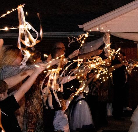 Led Light Wedding Send Off, Wedding Send Off Ideas Nighttime Glow Sticks, Sparkler Alternative Wedding, Led Wedding Send Off, Wedding Exit Light Wands, Light Up Wands Wedding, Tassel Wands Wedding, Ribbon Wand Send Off, Wedding Send Off Lanterns