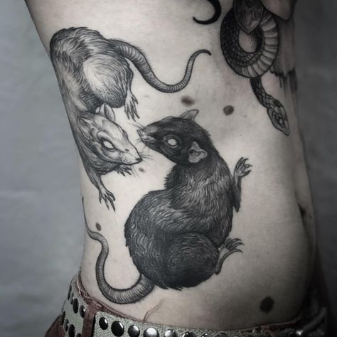 Healed #rattattoo #linework #blackwork #blackworkerssubmission #blxckink #tattoodo #blackart Tough Tattoos, Body Museum, Alex Tabuns, 42 Tattoo, Rat Tattoo, Tier Tattoo, Borneo Tattoo, Tattoos Inspiration, New Tattoo Designs