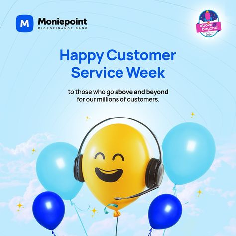 Happy Customer Service Week to our incredible customers and the outstanding team that supports them! To our valued customers, thank you for being a part of our jouney we appreciate you. Here’s to reaching even greater milestones together! #bankwithmoniepoint #poweringdreams Happy Customer Service Week, Happy Customer Service, Customer Service Week, Happy Customer, Appreciate You, Above And Beyond, Milestones, Customer Service, Thank You