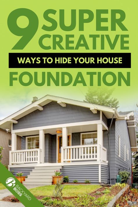 You know that ugly, exposed concrete section that surround the base of your house? Yeah, that’s your foundation. They’ve yet to create a way to construct it in a way that’s appealing to the eye, instead leaving you with unfinished rough concrete. But there are ways to hide house foundation, if you’re creative enough. #ideas #cover #coveringideas #ideascurbappeal Foundation Covering House, House Foundation Covering Ideas Cheap, Cinder Block Foundation, Concrete Block House, Concrete Block Foundation, Painted Foundation, Concrete Exterior, Cushions Diy, Porch Landscaping