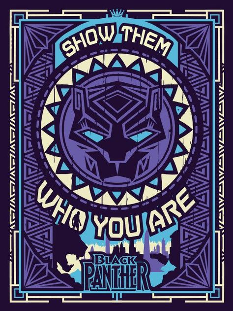 Show Them Who You Are Black Panther, Black Panther Poster Art, Black Panther Illustration Art, Show Them Who You Are, Wakanda Color Palette, Black Panther Pattern Design, Superhero Poster Design, Wakanda Art, Black Panther Illustration