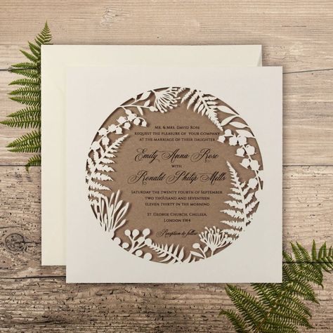 Dinosaur Wedding, Forest Green Wedding, Fern Wedding, Eco Crafts, Passport Wedding Invitations, Cricut Wedding, Delicate Wedding, Pocket Invitation, Boho Style Wedding