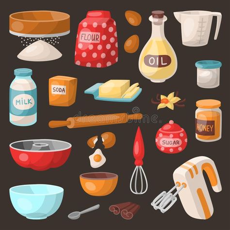 Making Cakes, Food Clipart, Baking Utensils, Cast Iron Recipes, Baking Pastry, Traditional Cakes, Cast Iron Cooking, Cooking Ingredients, Baking And Pastry