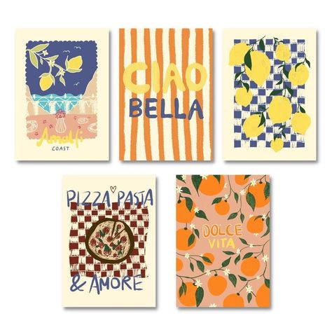 Postcard Set 5 La Dolce Vita Illustration Oranges / Card / - Etsy Australia Holiday Italy, Postcards From Italy, Minimalist Graphic Design, Modern Postcard, Table Setting Decor, Summer Illustration, Postcard Set, Ciao Bella, Journal Themes