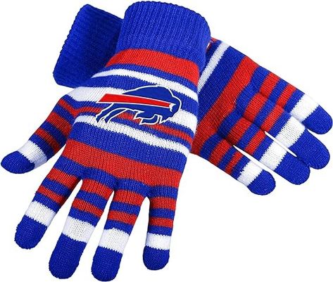 Amazon.com : FOCO Buffalo Bills NFL Stretch Gloves : Sports & Outdoors Buffalo Bills Gear, Nhl Hockey Teams, New York Giants Logo, Striped Gloves, Football Team Logos, Knit Structure, Nfl Football Teams, Nfl Buffalo Bills, Nfl T Shirts