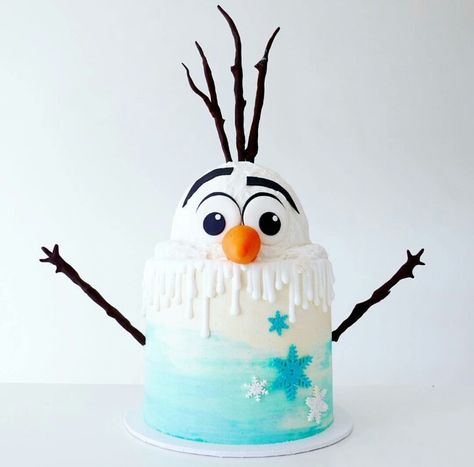 Olaf Frozen Cake, Olaf Birthday Cake, Olaf Birthday Party, Cake With Layers, Pastel Frozen, Olaf Birthday, Olaf Cake, Frozen Snowman, Cake Inside