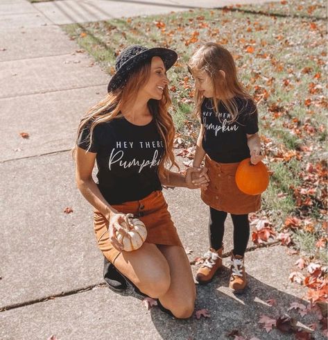 Autumn Shirt Outfit, Fall Tee Shirts, Hey There Pumpkin, Mom Daughter Outfits, Mommy Daughter Outfits, Matching T Shirts, Mommy And Me Shirt, Mommy Daughter, Fall Tee