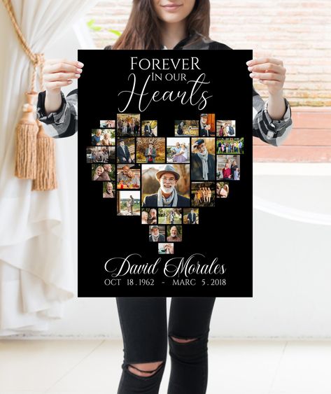 Memory Boards For Funerals Ideas, Memorial Wall In Home Diy, Picture Boards For Funerals Ideas, Memorial Picture Board, Memory Boards For Funerals, Memorial Service Decorations, Memorial Board, Memorial Poster, Photo Collage Diy