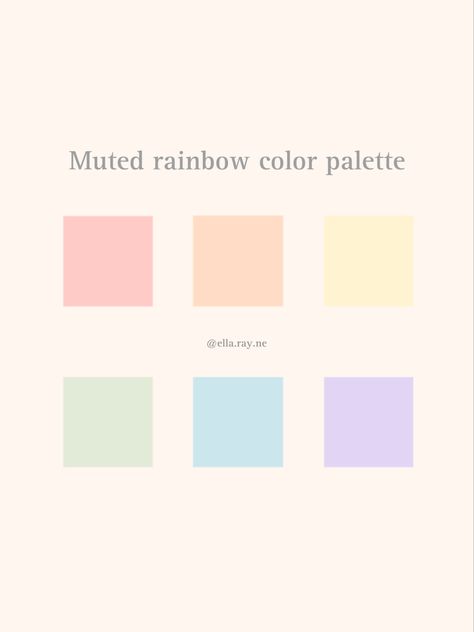 Pastel Bedroom Color Scheme, Pastel Rainbow Colour Palette, Soft Rainbow Palette, Rainbow Pastel Color Palette, Nursery Color Palette Girl, Soft Rainbow Color Palette, Girls Room Color Palette, Pastel Rainbow Paint Colors, Montessori Color Palette