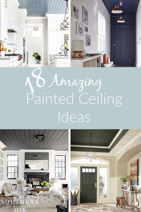 Painting A Tray Ceiling, Tray Ceiling Paint Ideas, Painted Ceiling Ideas, Painted Wood Ceiling, Tray Ceiling Ideas, Painting The Ceiling, Ceiling Ideas Living Room, Ceiling Paint Colors, Accent Ceiling