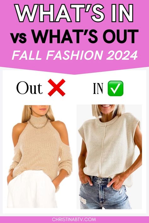 Check out our blog post on the top Fall 2024 fashion trends: what's in vs what's out! Dive into the key Fall 2024 Fashion Trends that will dominate the season. Discover the latest styles and must-have pieces for Fall 2024 Fashion. Get inspired by Women's Fall outfit ideas that reflect the current trends. Update your wardrobe with the best looks of the season and stay fashion-forward. Fall 24 Outfit Trends, Outfits Fall 2024 Women, 2024 Fall Color Trends, 2024 Fall Style, Cute Fall Outfits 2024, Fall Fashion Inspo 2024, 2024 Fall Fashion Trends Women, Fall 2024 Style, Womens Fall Fashion 2024