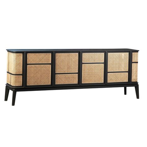 Boho Sisustus, Cane Sideboard, Dovetail Furniture, Rattan Sideboard, Black Rattan, Buffets And Sideboards, Sideboard Tv Unit, Black Sideboard, Side Board