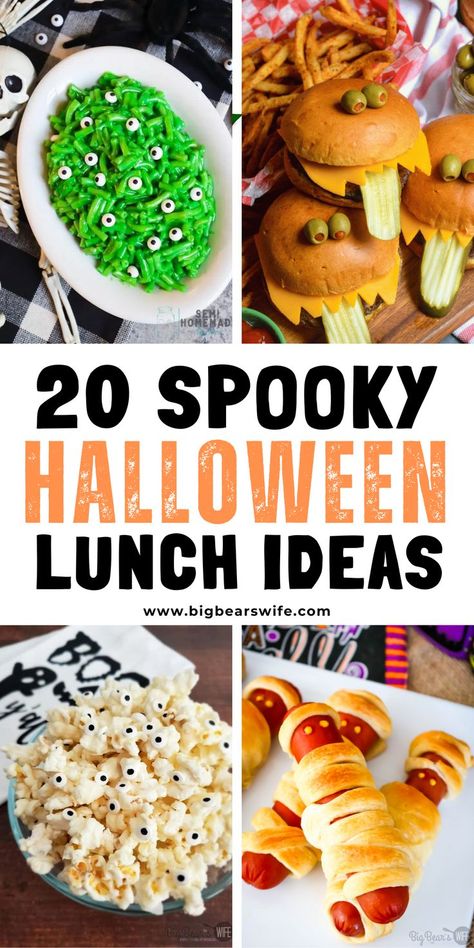 Pumpkin Shaped Sandwiches, Kids Halloween Cooking Ideas, Halloween Easy Recipes For Kids, Kid Halloween Meals, Spooky Kids Snacks, Fun Kids Halloween Treats, Preschool Halloween Lunch Ideas, Halloween Theme Snacks For Adults, Halloween Kids Meal Ideas