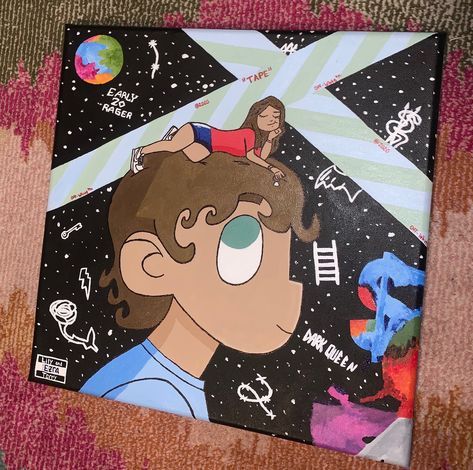 Decided to try the tik tok trend and paint my boyfriend and I as Uzi’s album cover. Check out the TikTok video @lilhemi23 And my art instagram @hemingwayarts Easy Painting Ideas On Canvas Boyfriend, Painting For A Boyfriend, Stuff To Paint For Boyfriend, Lil Uzi Album Cover Painting, Things To Draw Couples, Painting For Him Boyfriends, What To Paint My Boyfriend, Cute Paintings To Give To Your Boyfriend, Bf Gf Painting