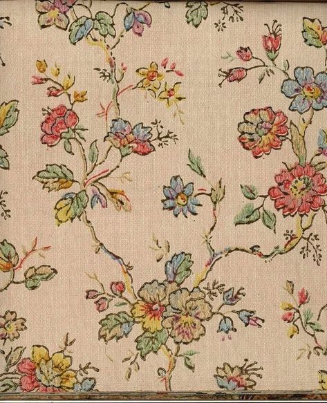 Chintz Flower, 1940s Wallpaper, Vintage Wallpaper Patterns, Flower Print Pattern, Old Patterns, Vintage Flower Prints, Textile Prints Design, Flower Art Drawing, Just Black