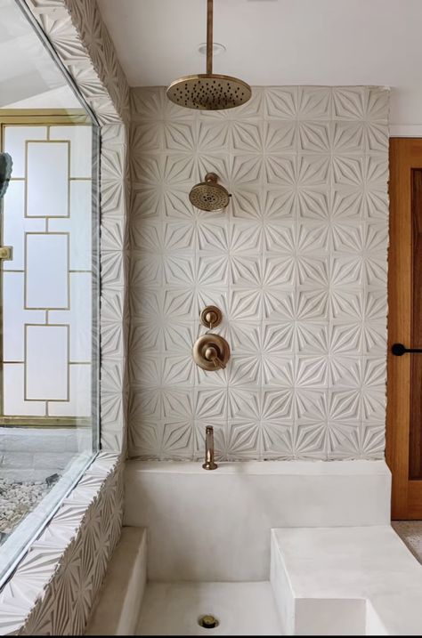 Hellenistic Revival, Shower And Tub Combo, Small Bathroom With Tub, Sunken Bathtub, Compass Star, Sunken Tub, Bathtub Shower Combo, Bathroom With Tub, Star Tile