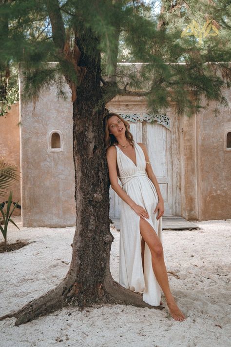 Goddess Style Outfits, Boho Casual Wedding Dress, Greek Wedding Dress, Greek Goddess Wedding Dress, Priestess Dress, White Goddess Dress, Greek Style Dress, Goddess Wedding Dress, Wedding Dress Women