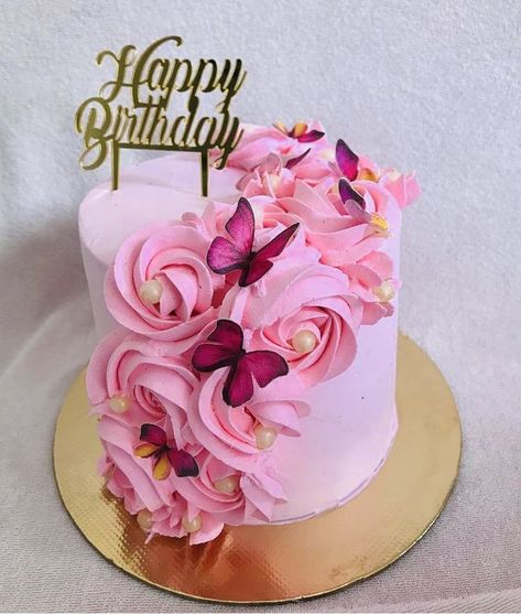 Cakes Design Birthday Women, Simple Floral Cake Design, Simple Cake Designs Birthday Women, Trendy Birthday Cakes For Women, Pretty Birthday Cakes For Women, Pretty Cakes For Women Birthdays, Birthday Cake Wishes, Birthday Cake For Women Simple, Floral Cake Design