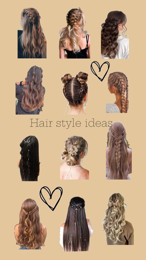 Hair style ideas has buns plats half up half down Casual Hairstyles For Long Hair, Cool Hair Designs, Hairstyle Examples, Easy Hairstyles For Thick Hair, Rave Hair, Hair Inspiration Long, Cute Simple Hairstyles, Hairstyles For Layered Hair, Dance Hairstyles