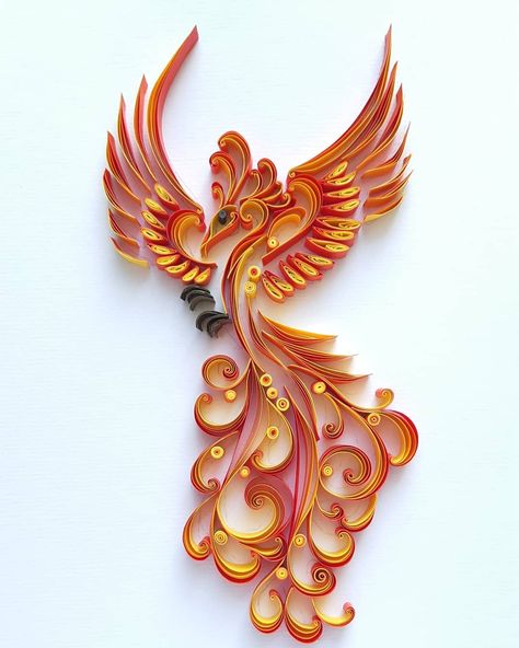 Fire Phoenix  Happy weekend to all of you..… Phoenix Pictures, Romantic Good Night Image, Quilling Projects, Quilling Pattern, Romantic Good Night, Paper Quilling Patterns, Quilling Ideas, Paper Quilling Designs, Quilling Paper Craft