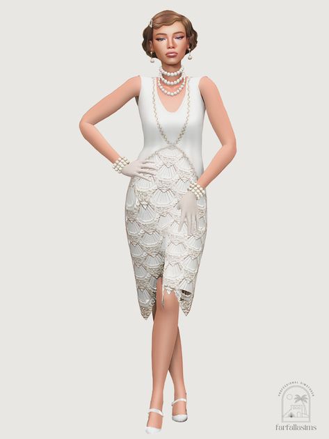 𝕓𝕝𝕠𝕠𝕞𝕠𝕦𝕤 Sims 4 Cc Flapper Dress, 20s Cc Sims 4, Sims 4 1920 Cc, Sims 4 Clothes Cc Lookbooks, Sims 4 20s Cc, Sims 4 Wealthy Cc, Sims 4 Pearl Necklace, 1920s Sims 4 Cc, Sims 4 1920s Cc