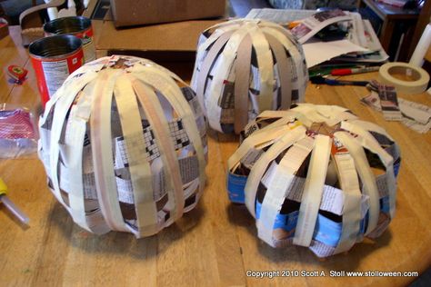 Pumpkin Head Costume Tutorial, Pumpkin Head Paper Mache, Pumpkin Head Diy, Paper Mache Pumpkin Head, Cardboard Pumpkin, Pumpkin Creations, Paper Mache Halloween, Pumpkins Diy, Pumpkin Tutorial