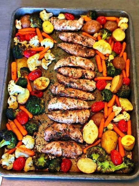 Easy One Pan Balsamic Chicken - Lou Lou Girls One Pan Balsamic Chicken, Sheet Pan Dinners Recipes, Summer Meal, Balsamic Chicken, Yummy Chicken Recipes, Sheet Pan Dinners, Sheet Pan Recipes, One Pan, Healthy Chicken Recipes