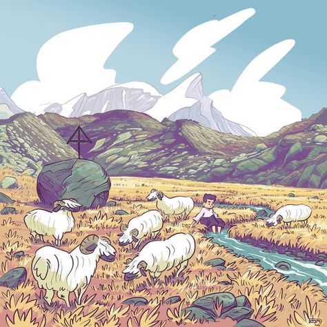 Flock Of Sheep Illustration, Sheep Character Design, Shepherd Illustration, Sheep Illustration, Animation Character, Background Drawing, Character Design Animation, Animated Characters, Children Illustration