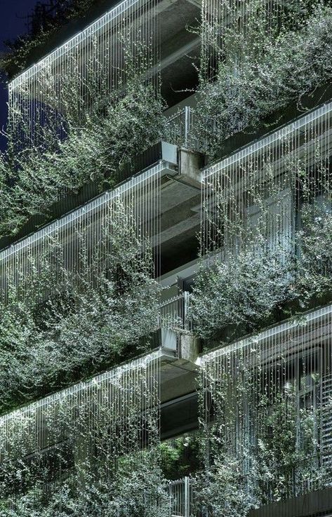 Green Wall Architecture, Terraced Hillside, Green Future, Parking Building, Green Facade, Vertical Landscape, Green Architecture, Concrete Structure, Architectural Photography